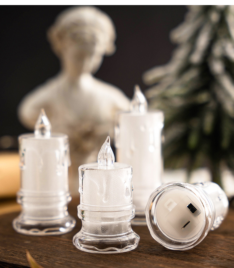 Electronic candles, LED crystal luminous candle lamps, simulated fake candles, proposal and birthday decoration, transparent tear candles pic 2