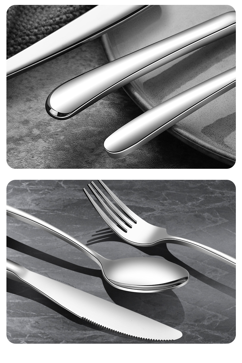 Thickened 304 steak knife and fork set, hotel Western dining tableware set, Jieyang wholesale, elegant stainless steel knife, fork and spoon pic 15