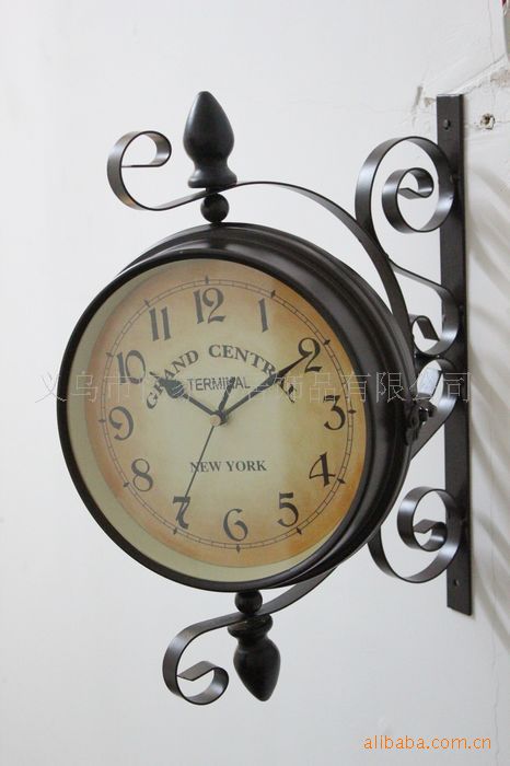双面挂钟创意美式两面挂表详情11