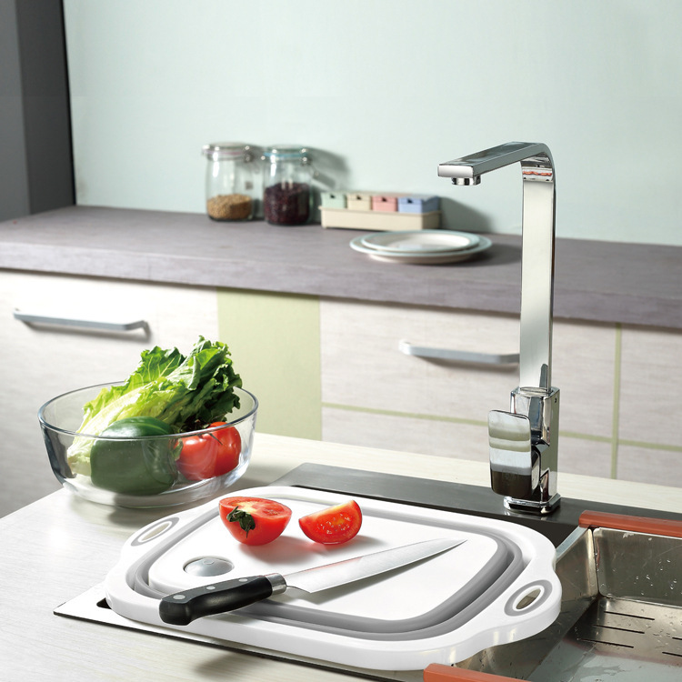 Plastic folding cutting board, draining vegetable basket, cutting board, multi-purpose, can drain water, foldable, wash and cut vegetables, integrated washing basin pic 5