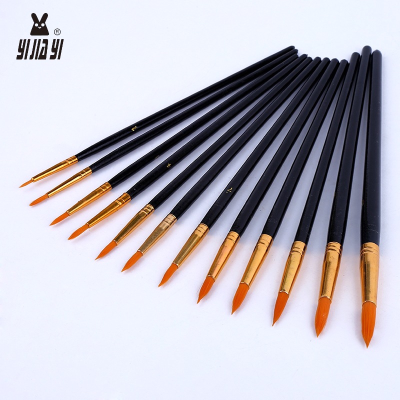 12 bamboo handle nylon bristle colored oil paint pointed brushes are selling well in wholesale trade from the manufacturer pic 7