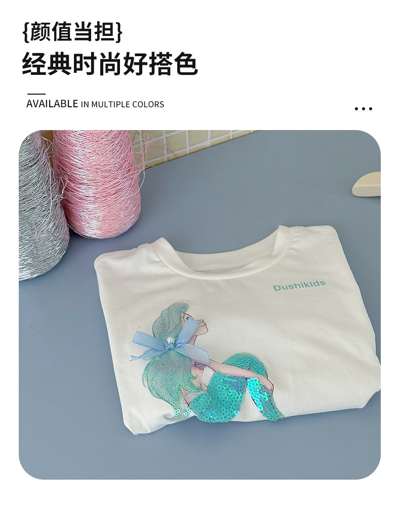 A new summer lace patchwork short-sleeved shirt for girls in 2025, a sweet and fashionable T-shirt for children pic 19