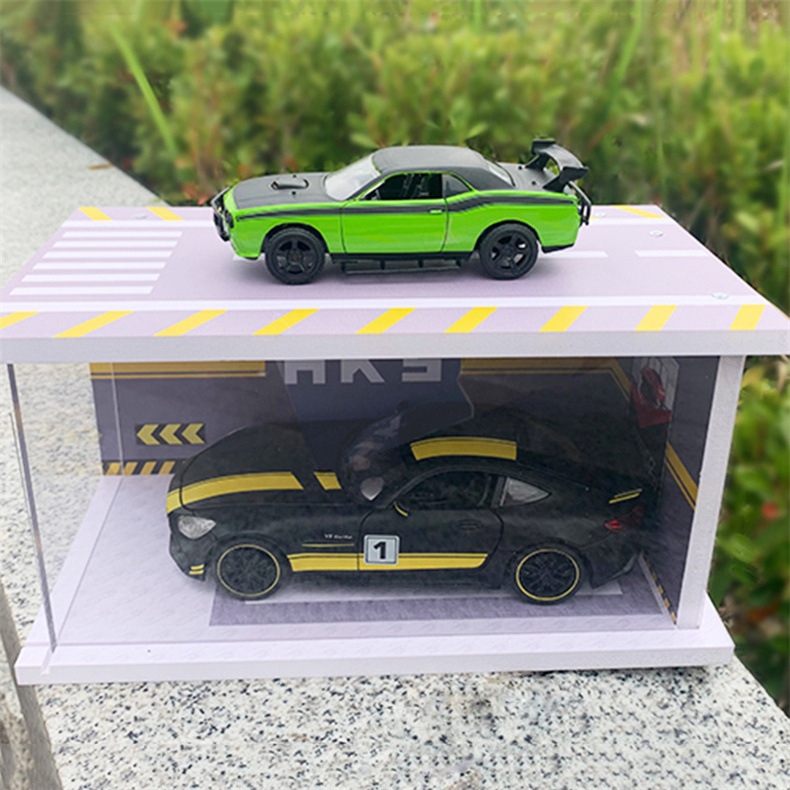 Wholesale foreign trade self-assembly DIY cross-border simulation alloy car model parking lot with light PVC car parking lot suitable for 1:24 assembly background wall decoration storage pic 14