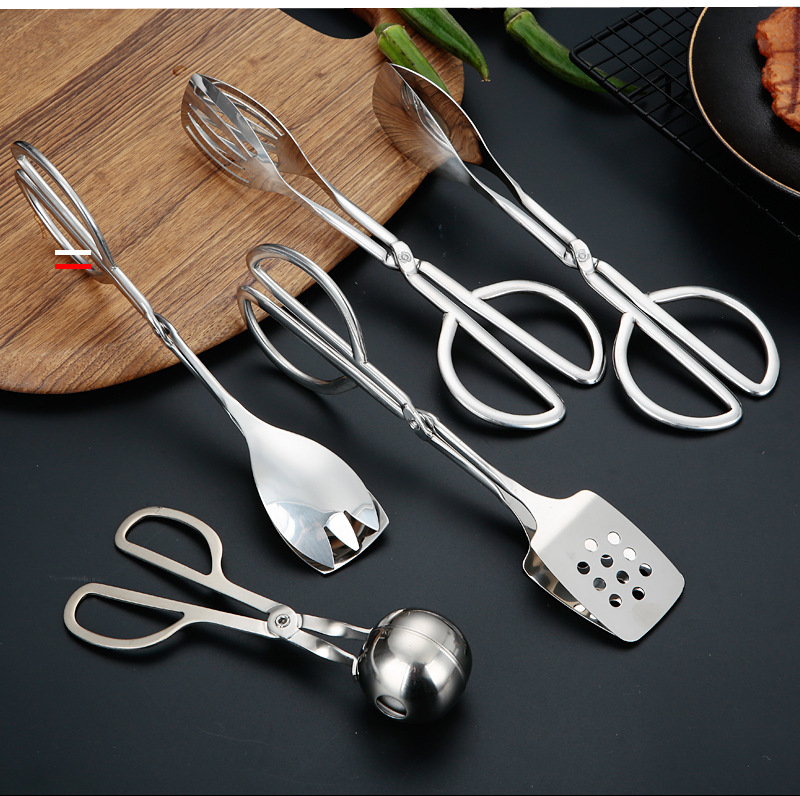 Stainless steel thickened kitchen steak tongs, hotel restaurant buffet tongs, barbecue tongs, salad tongs, food tongs pic 2