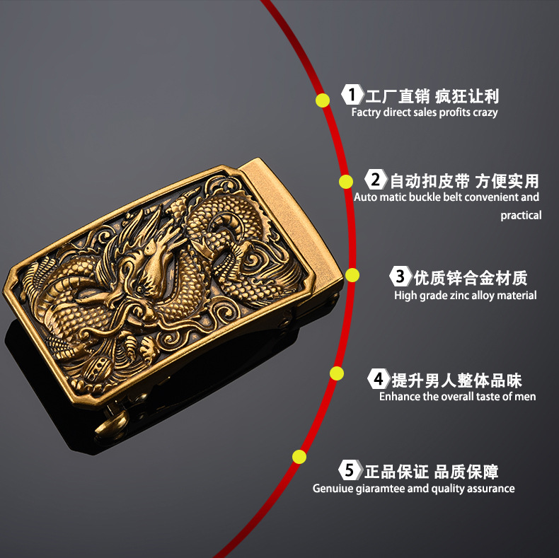 无牙自动扣扣头高端锌合金材质尼龙带卡扣皮带头龙头腰带头全卡槽详情10