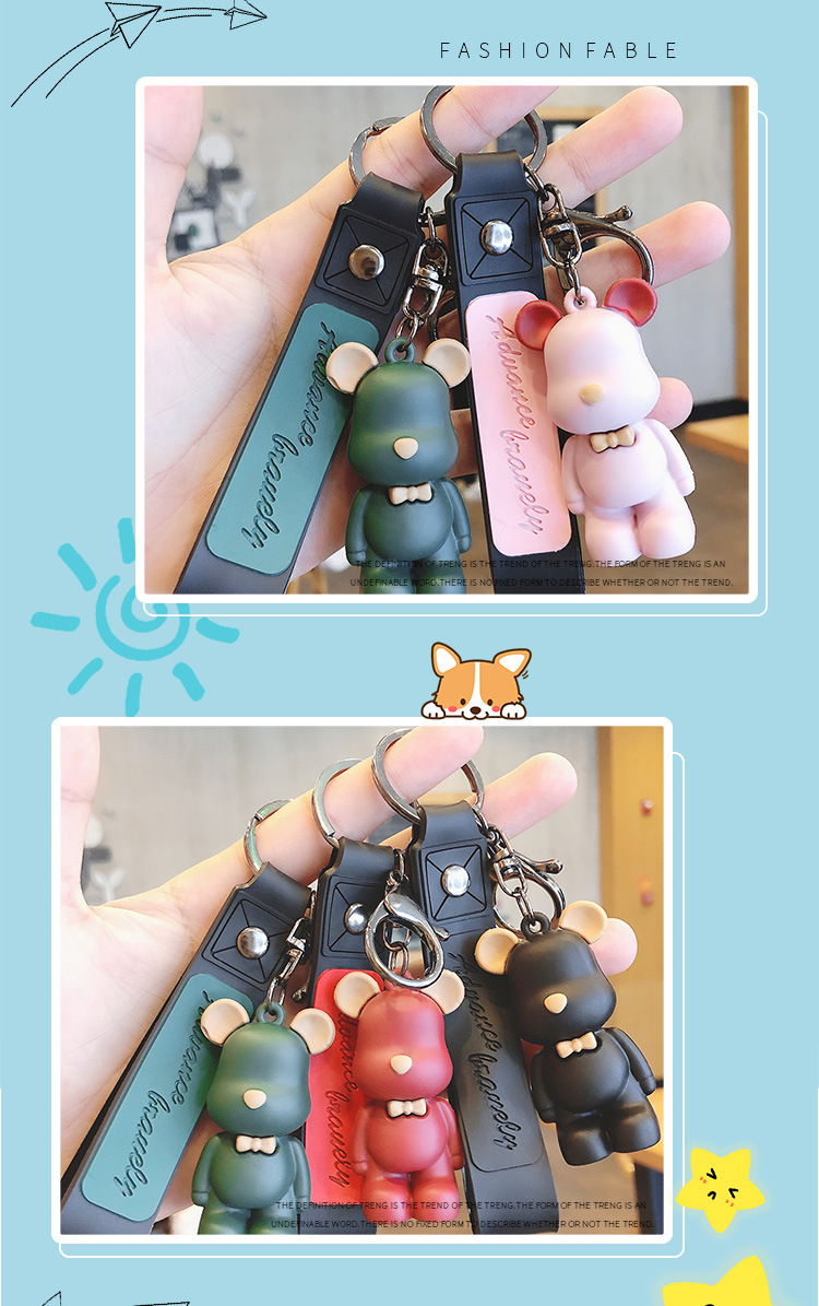 网红情侣暴力熊钥匙扣挂件女款创意爆款简约可爱学生书包车钥匙链详情4