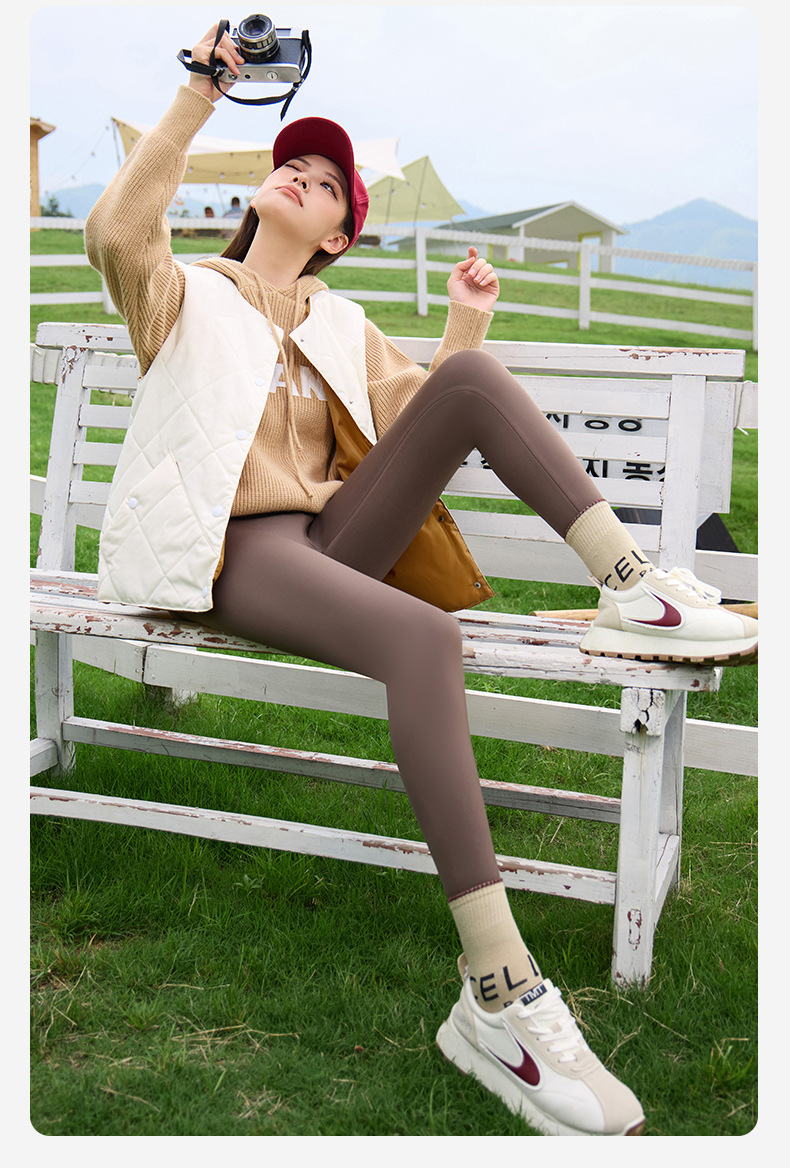 2023秋冬新款外穿裤加绒打底裤保暖芭比裤提臀高腰鲨鱼裤女士批发详情21