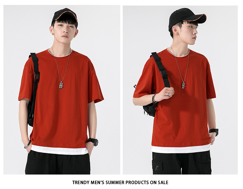 A new summer style American high street round-neck short-sleeved T-shirt for men with loose and simple printed half-sleeved top pic 19