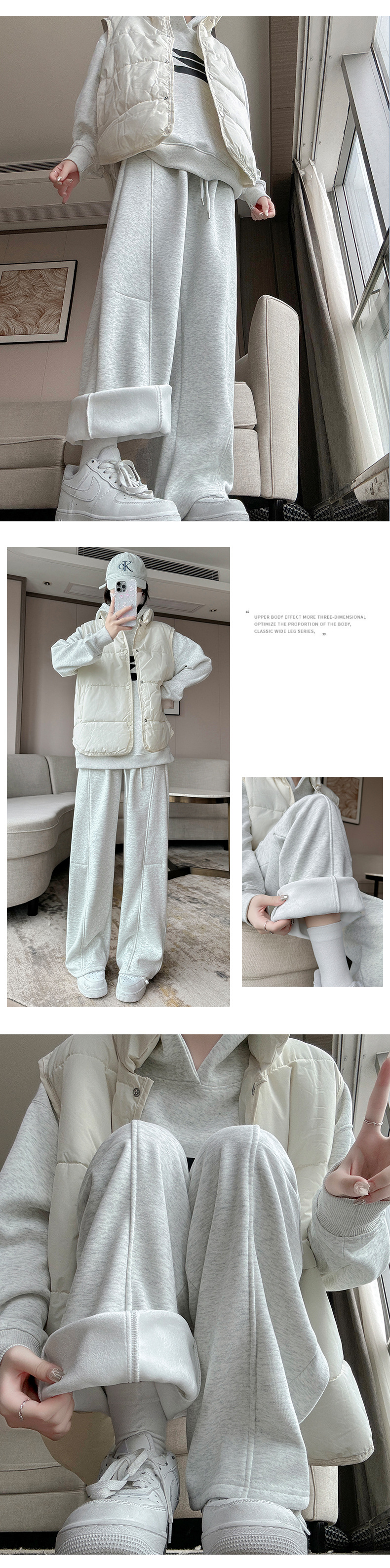 美式弯刀运动裤女装秋冬季新款裤子女加绒显瘦卫裤高腰阔腿香蕉裤详情14