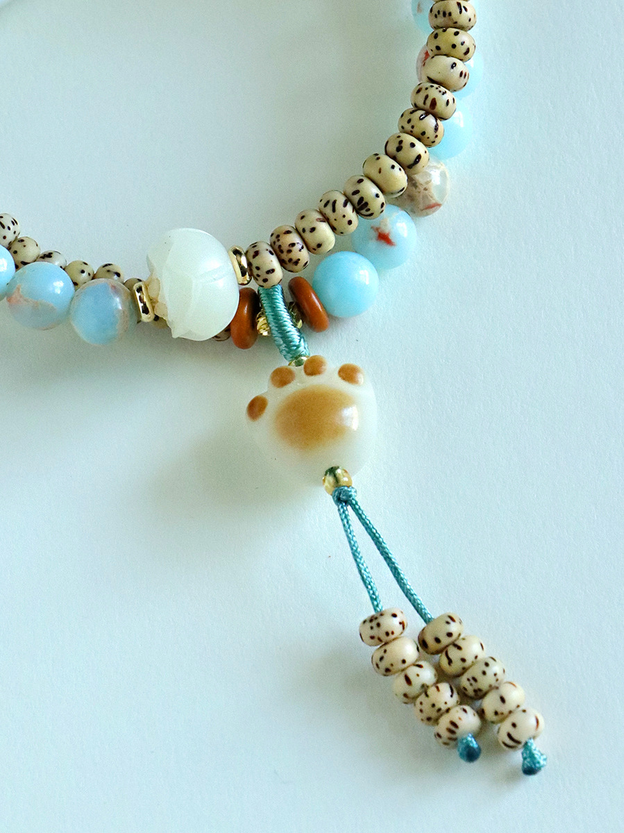 国潮星月菩提炭烧猫爪双圈串珠手链女民族风寿山石文玩手串手饰批发详情37