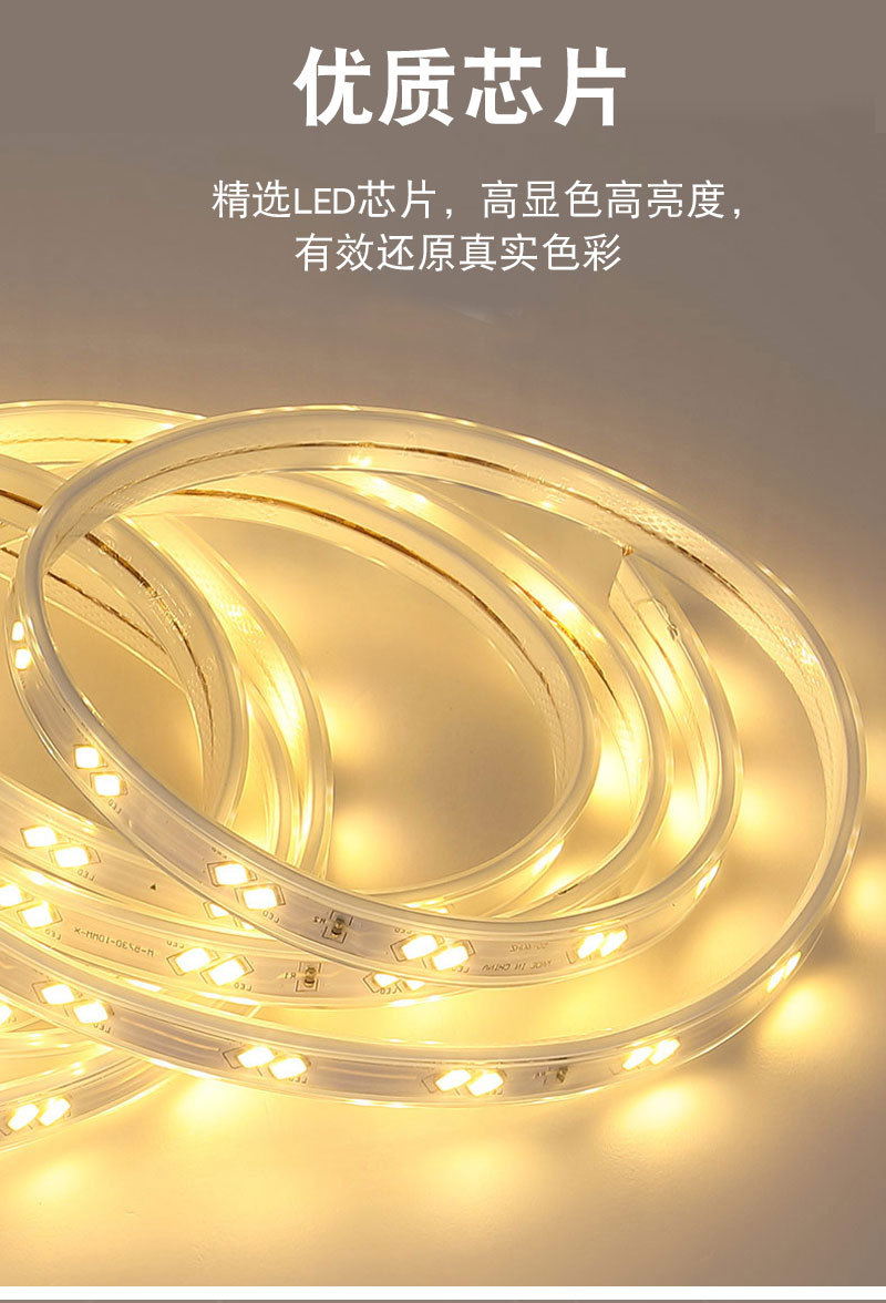 Direct supply of 5730 outdoor waterproof high-voltage 220V color-changing silicone decorative light strips for home engineering pic 3