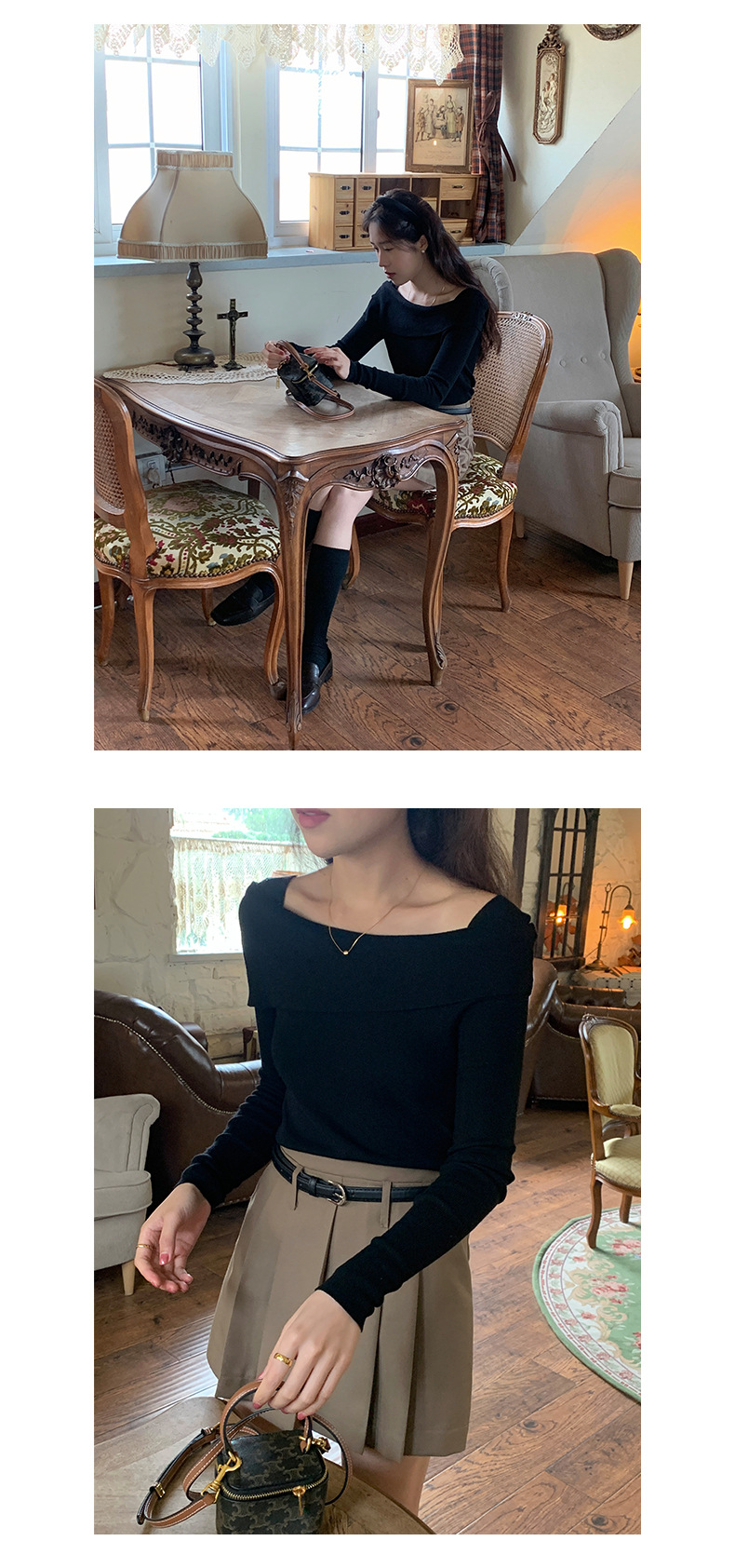 黄峥设计感气质薄款女式针织衫2023秋季韩版显瘦休闲上衣133MT131详情24