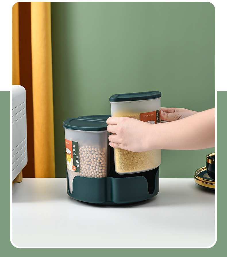 Rotatable five-grain and miscellaneous grain compartmentalized and classified rice bucket, household sealed insect-proof and moisture-proof rice storage box, rice 01201-8323 pic 6