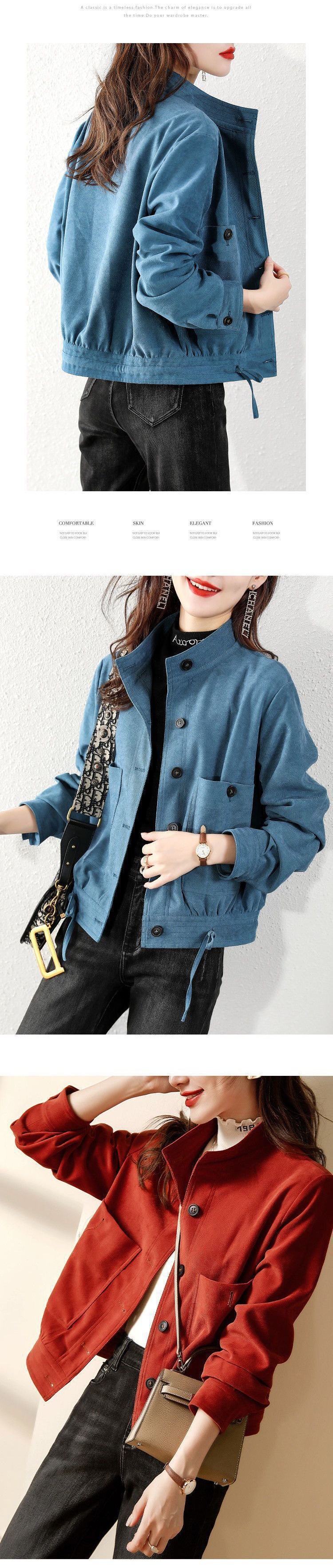 2022春秋新款高档时尚百搭洋气韩版宽松显瘦纯色潮流外套上衣女装详情4