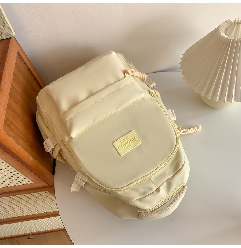 纯色休闲双肩包小学生女初高中书包简约时尚百搭大容量大学生背包详情45