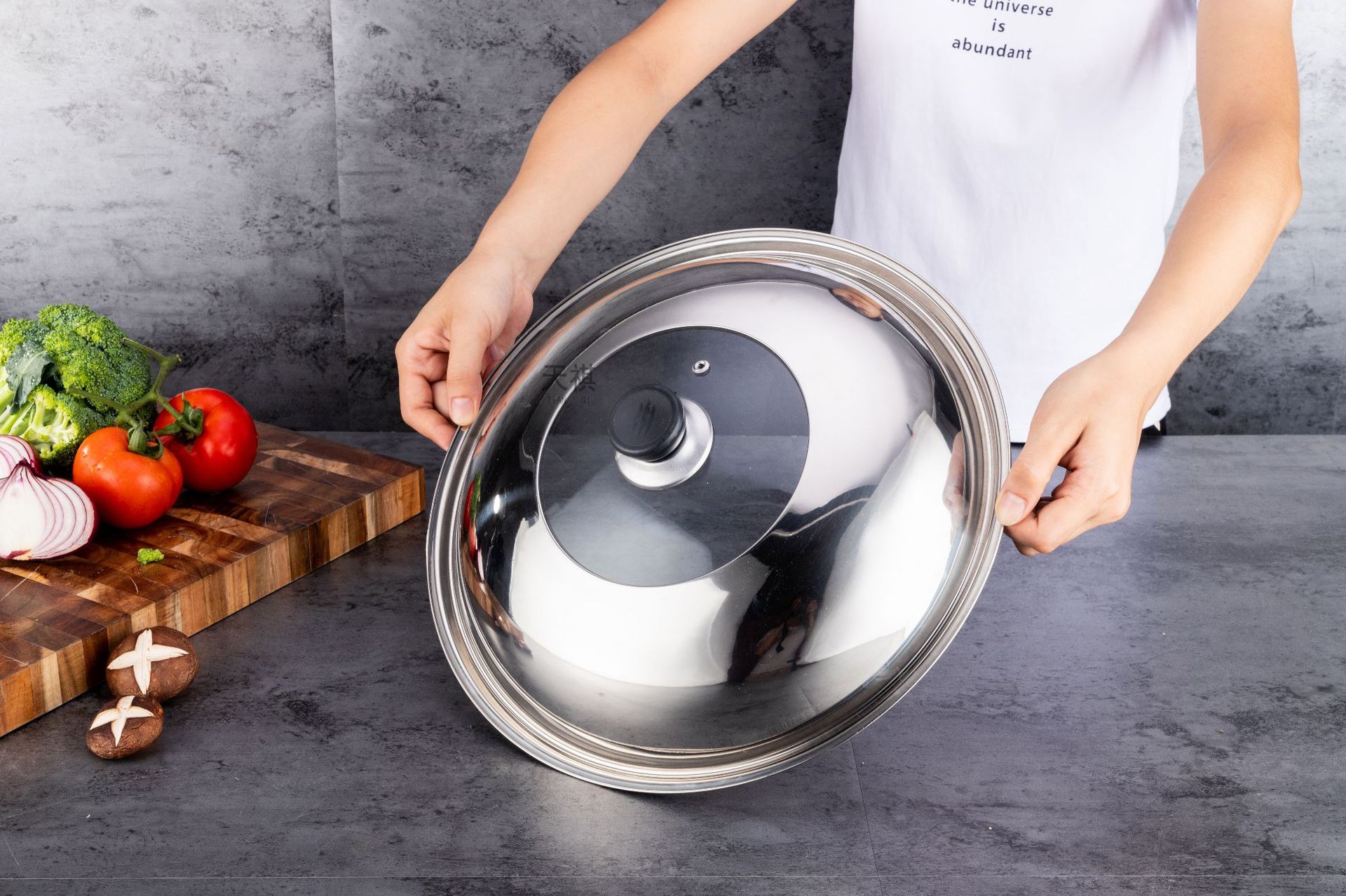 Stainless steel pot lid, household cooking pot lid, 30-40cm, wok combination lid, universal non-magnetic pot lid, glass lid pic 6