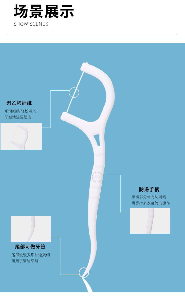 100 pieces of dental floss, high-tensile toothpicks, portable bow-shaped ultra-fine floss, interdental cleaning and care, flat floss picks pic 8