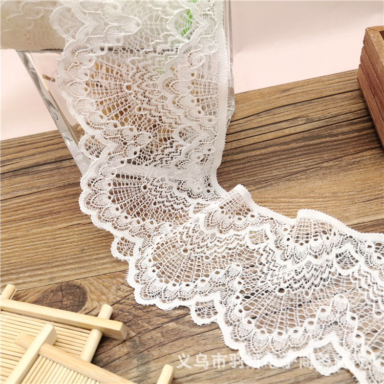 Elastic silk ribbon, lace trim, soft and skin-friendly, elastic elastic band, clothing accessory, ruffled edge, 9CM pic 6