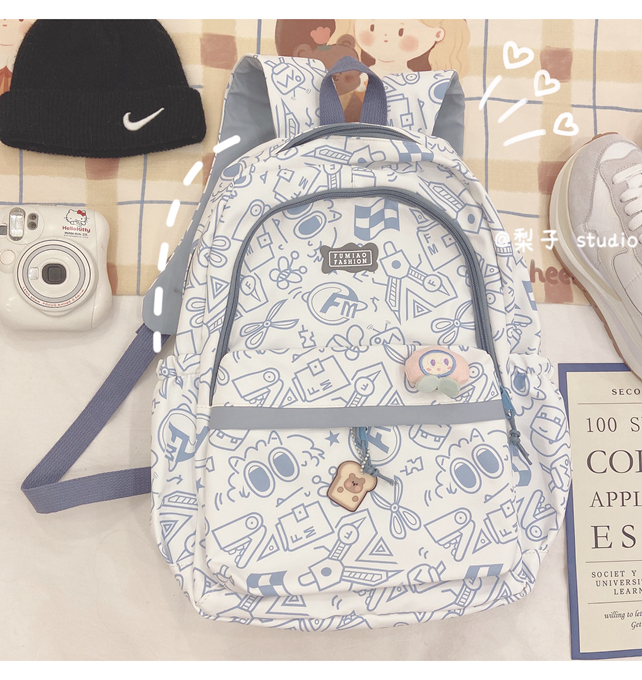 Japanese-style schoolbag for girls, Instagram, niche Harajuku graffiti design backpack, large-capacity backpack for junior high school, senior high school and college students pic 13