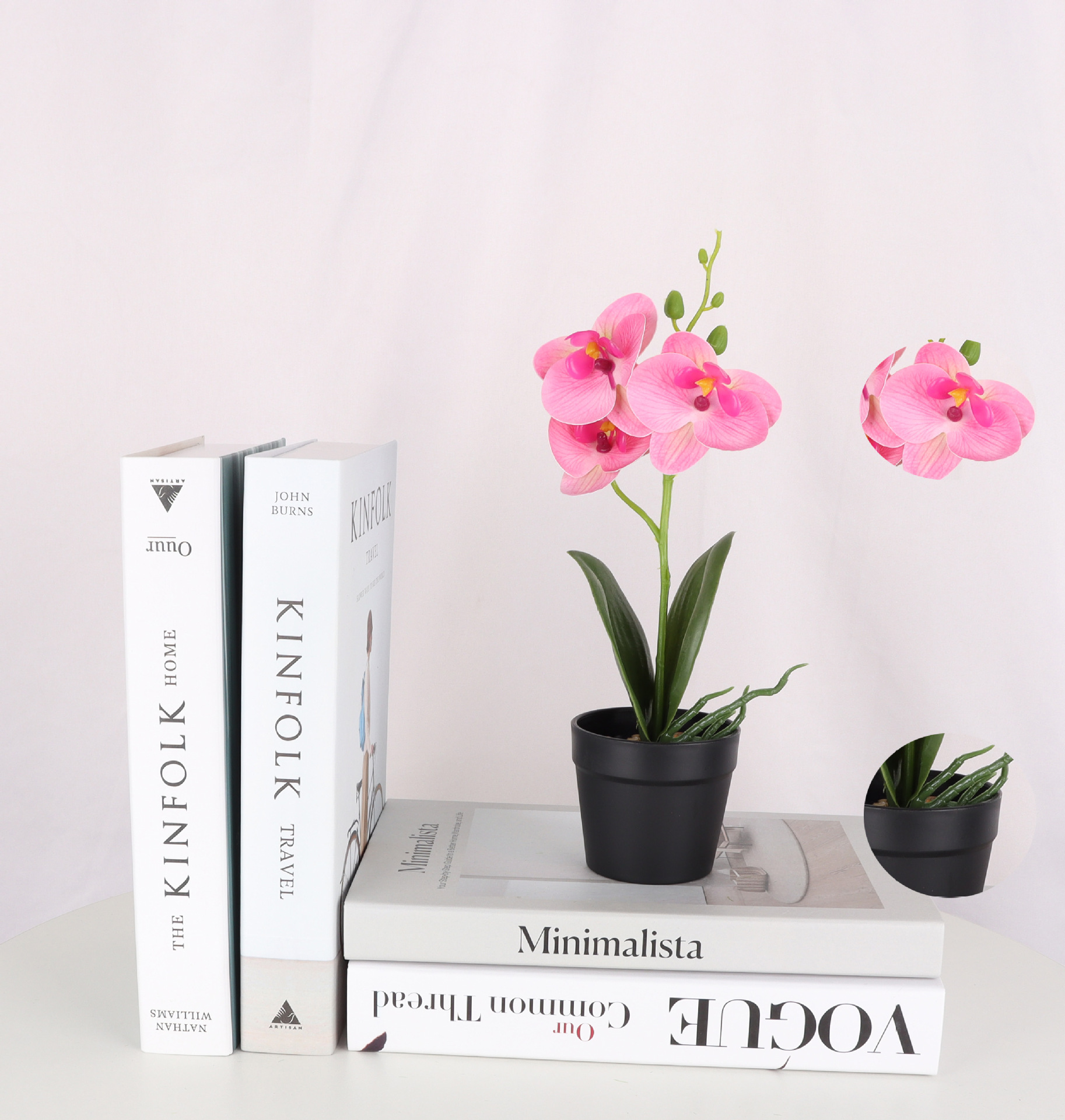 Simulated Phalaenopsis 3-head 2-leaf potted plant/simulated bonsai/simulated flower creative indoor small ornaments/Amazon factory pic 4