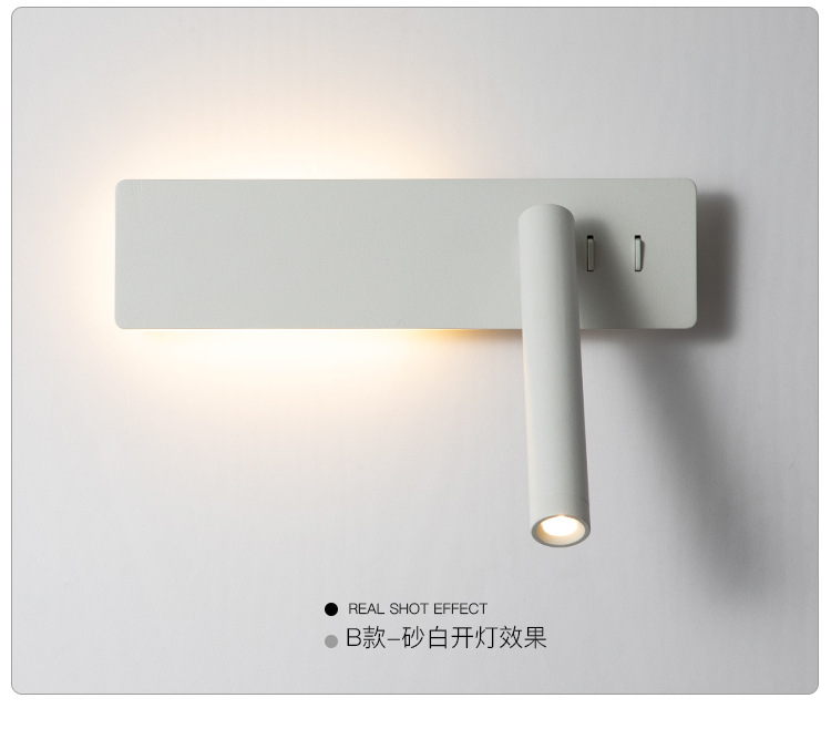 Bedside lamp, wall lamp, bedroom creative with switch, long strip rotating, minimalist reading lamp, hotel living room TV, wall lamp pic 16