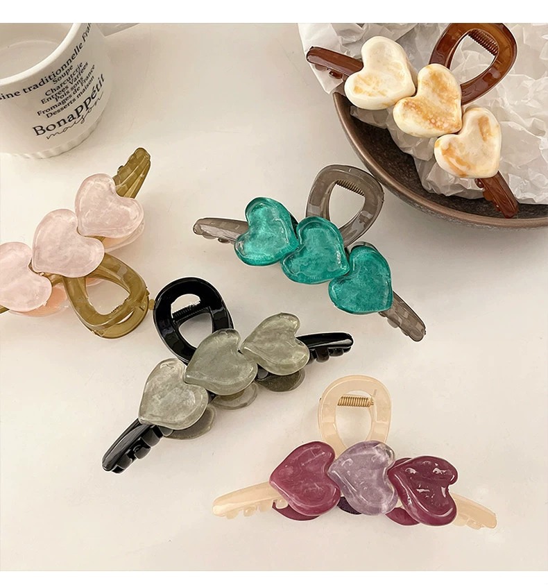 冰晶爱心大号抓夹百搭新款发量多鲨鱼夹子头饰高级感ins简约发夹详情3