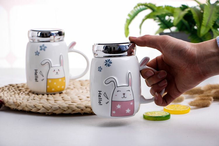 马克杯礼品创意水杯咖啡杯办公室杯 手柄 可爱兔子陶瓷杯详情10