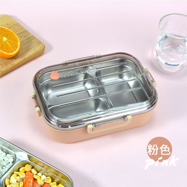 304不锈钢保温饭盒学生专用 食品级儿童可分格便当盒透明盖子饭盒详情10