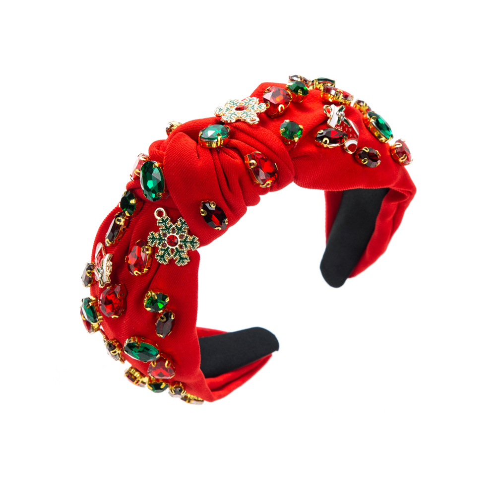 Cross-border best-selling Christmas headbands with knots in the middle, hand-stitched Christmas tree snowflake headbands, and Baroque headbands pic 27