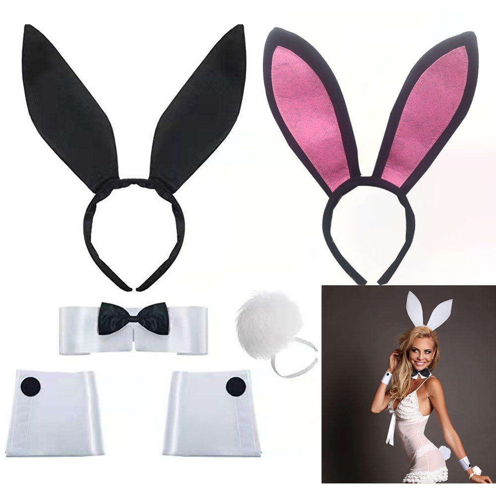 跨境新款兔子耳朵套装发箍兔女郎头带复活节派对万圣节舞会头扣详情5