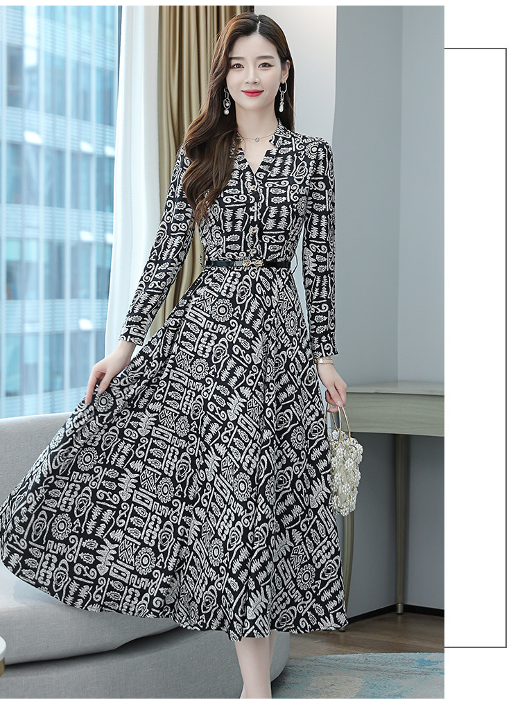 真丝女士连衣裙女春夏优雅风高端高级印花v领桑蚕丝A字长裙子新款详情11