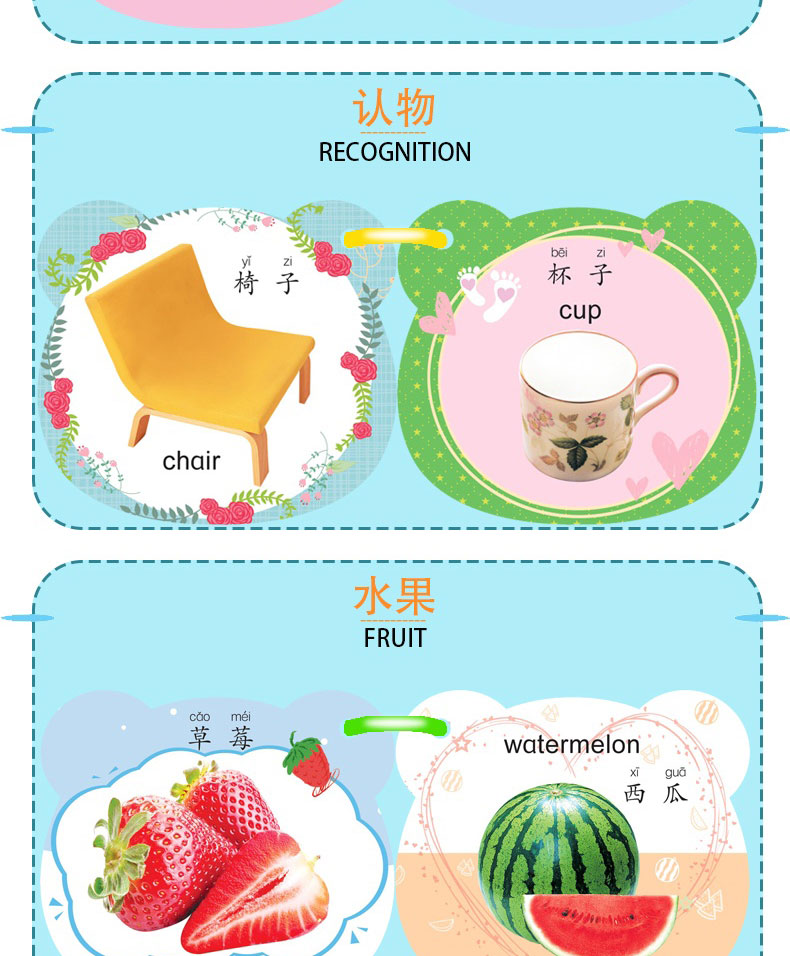 儿童启蒙早教卡片0-3岁宝宝玩具看图婴幼早教启蒙益智识字认知书详情20