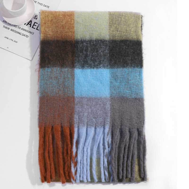 圈圈纱彩色AC格子围巾女冬季加厚保暖仿马海毛粗须仿羊绒披肩外贸详情47