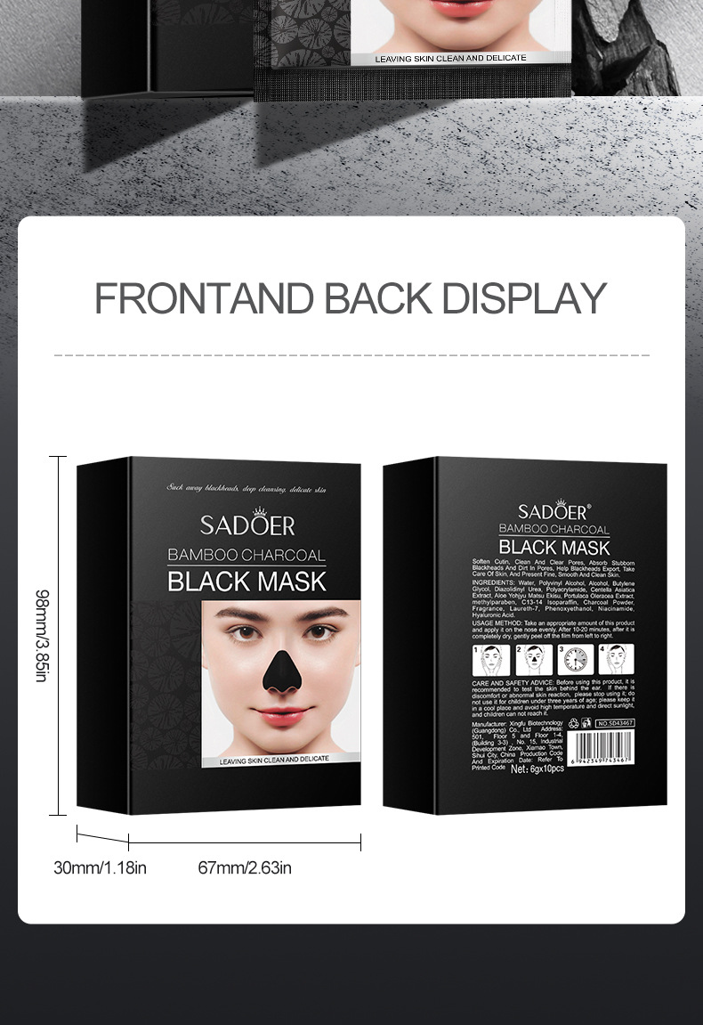 Full English SADOER bamboo charcoal Blackhead Nose Mask box set Blackhead Removal T-zone Mask Cross-border export wholesale exclusively for foreign trade pic 32