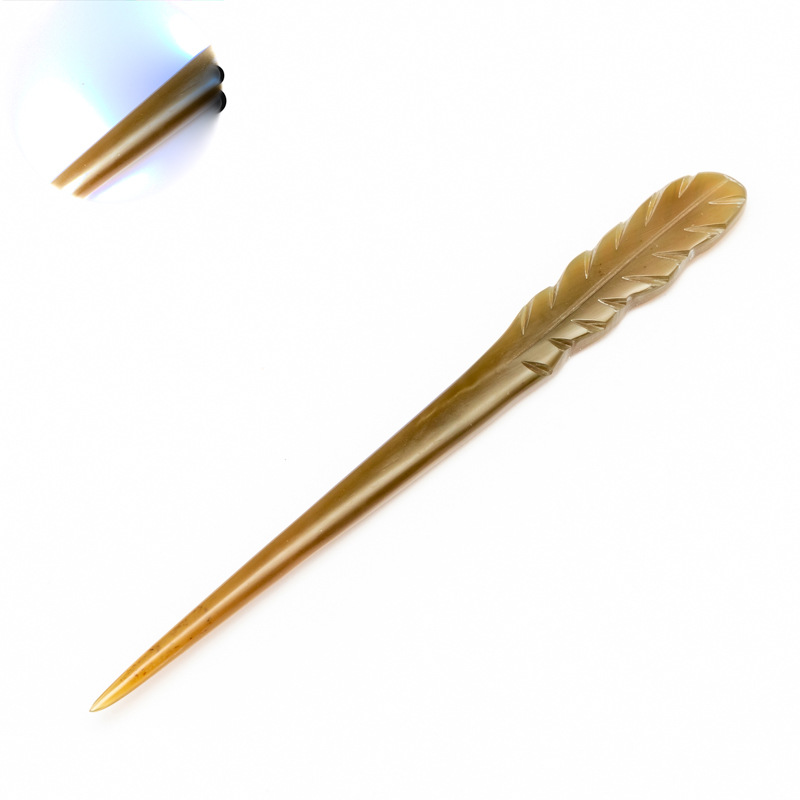 经典牛角发叉发饰 天然女式黄牛角发簪 手工打磨牛角簪子厂家直销详情20