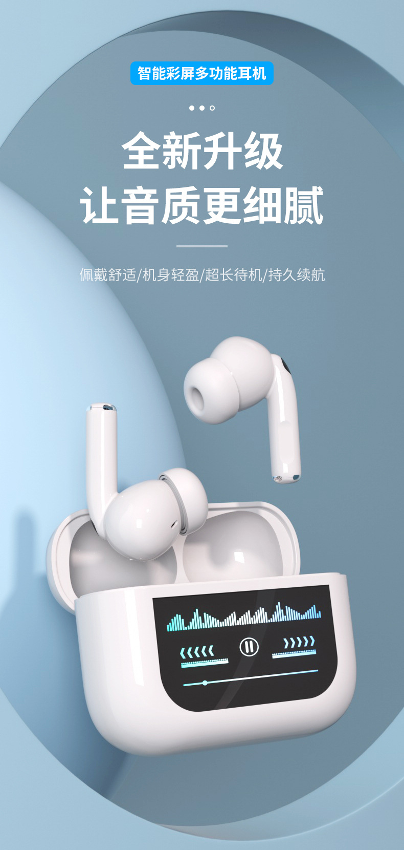 24年跨境新款G4彩屏蓝牙耳机超长续航入耳式ENC降噪耳机支持打标详情1