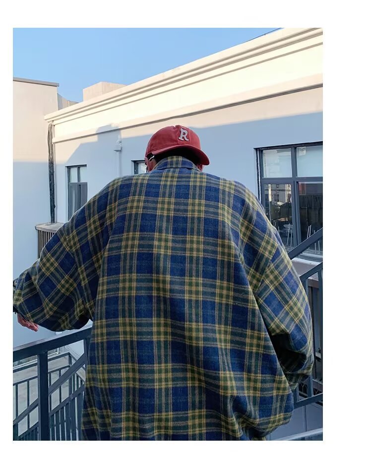 美式春秋季日系长袖格子衬衫男士韩版潮流ins网红休闲款衬衣外套详情30