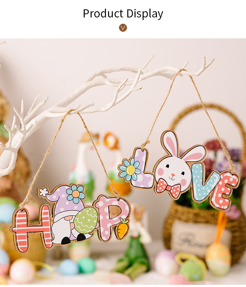 New cross-border Easter decorative items, Easter letter pendants, colorful rabbit pendants, colorful letter pendants pic 6