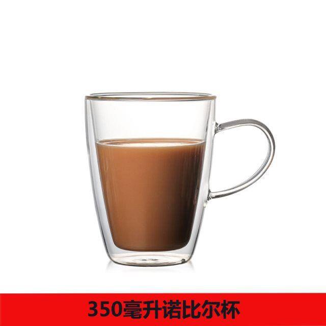 High borosilicate glass cups, double-layer water cups, household cups with handles, cold drink milk cups, heat-resistant coffee cups, handle cups pic 3