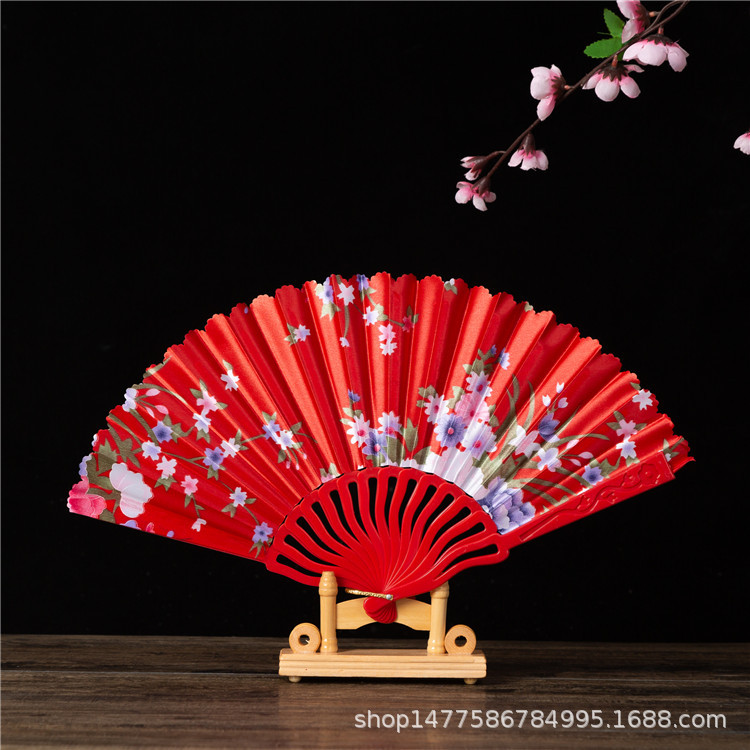 中国风龙骨扇舞蹈扇婚礼扇西班牙扇子女士扇 折扇广告扇子绸布扇详情3