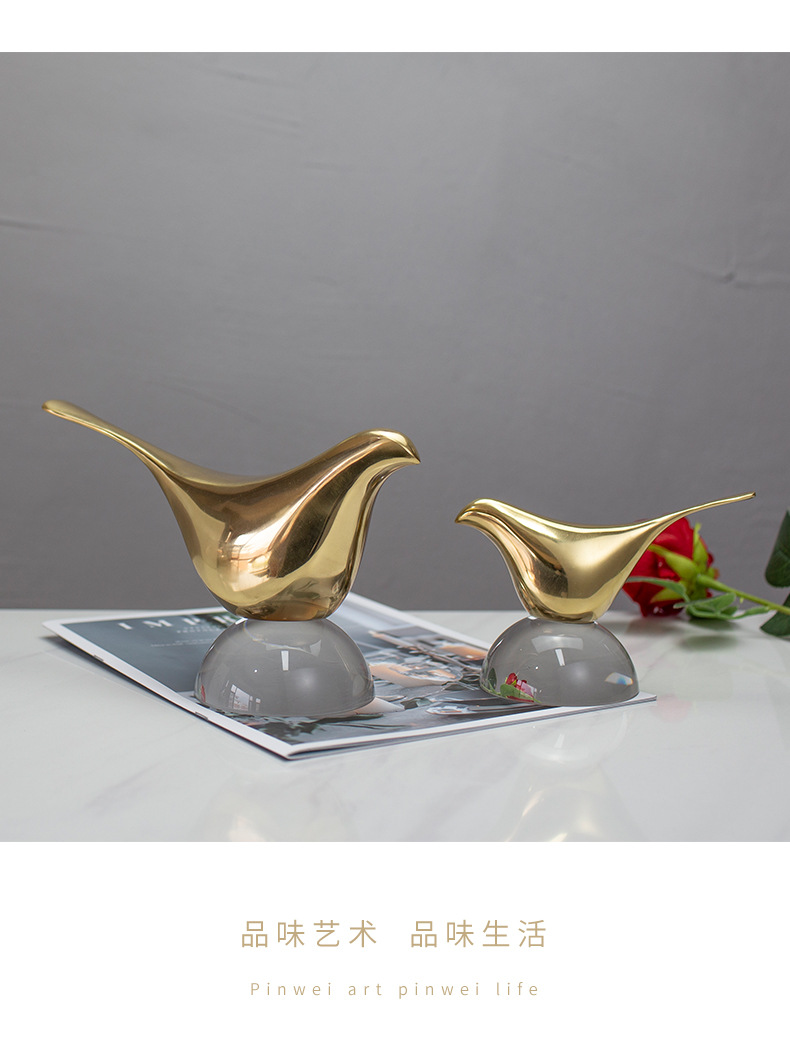 Creative pure copper bird ornaments, Nordic light luxury TV cabinet, now wine cabinet decoration, office desk handicrafts pic 27