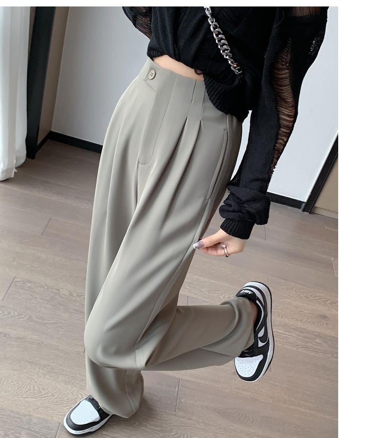 现货厂家批发 西装裤女2024新款高腰垂感阔腿裤宽松显瘦窄版 长裤详情27