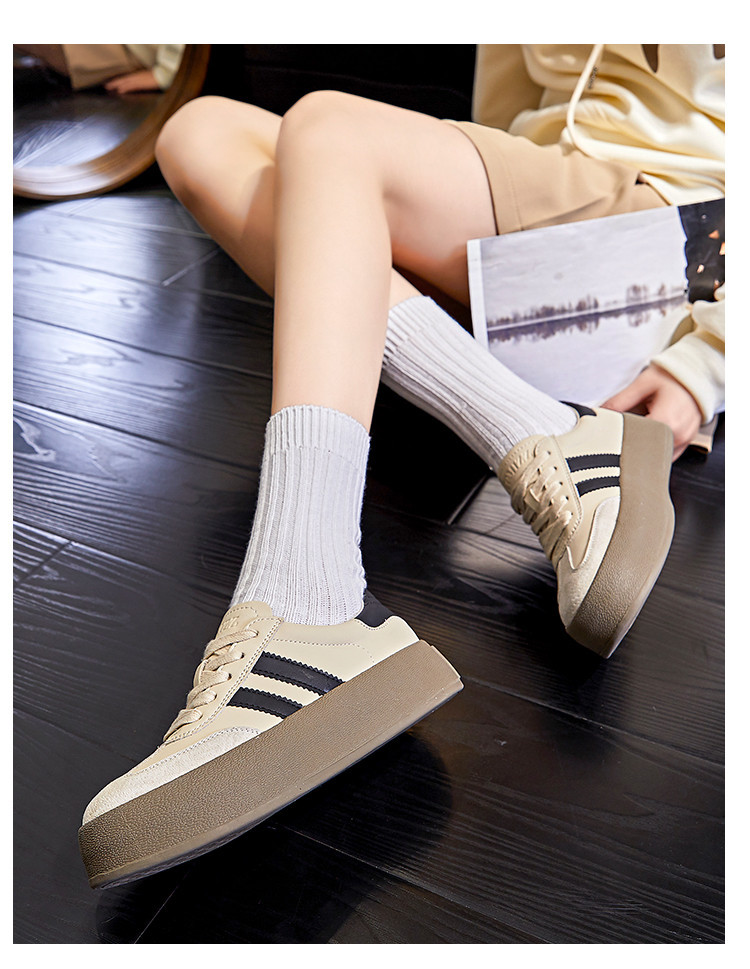 真皮德训鞋女2023秋季新款女士厚底运动板鞋女复古阿甘鞋休闲女鞋详情33