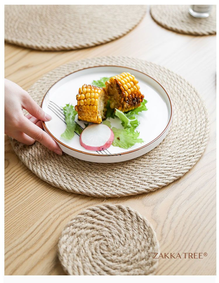 日式亚麻隔热垫防烫餐盘垫餐垫餐桌垫菜垫碗家用锅垫杯垫编织垫骏详情4