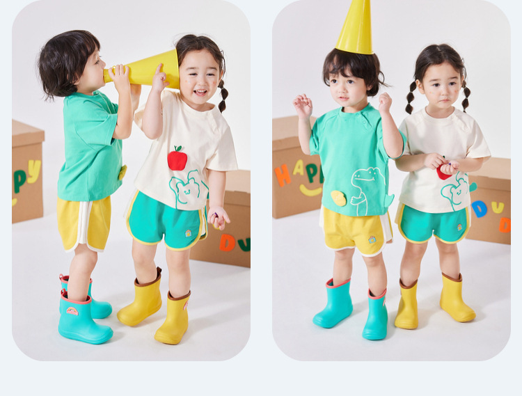 嘟嘟家儿童套装夏季宝宝短袖t恤夏装男童长裤女童体恤童装卡通潮详情19