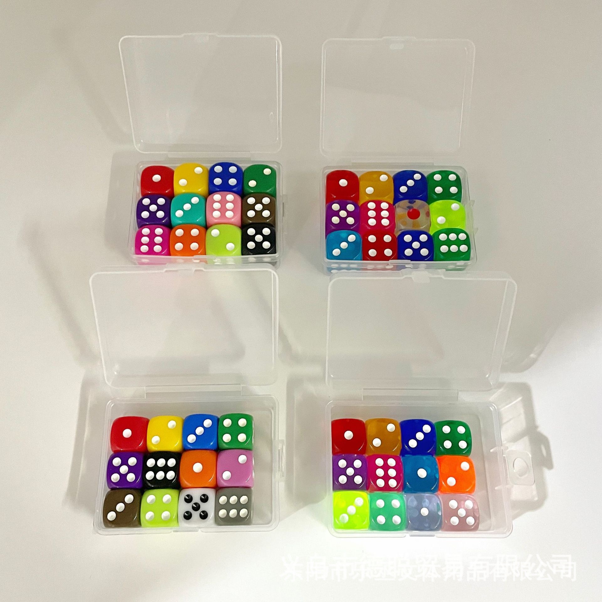 盒装12粒骰子14mm16mm透明实色12粒小盒装教学娱乐筛子详情3