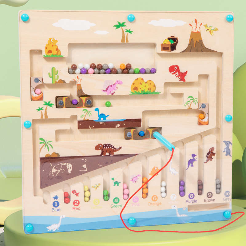 儿童益智木质制场景迷宫桌面玩具走珠专注力训练磁力运笔滚珠批发详情6