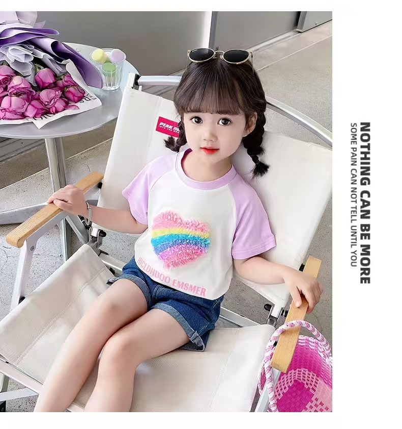 2025夏季女童短袖上衣T恤新款纯棉女宝宝短袖洋气高档童装代发详情11