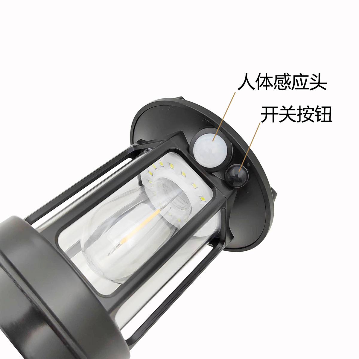 New outdoor retro solar sensor lamp, wall lamp, solar camping lamp, ambient lamp, Type-C charging pic 9