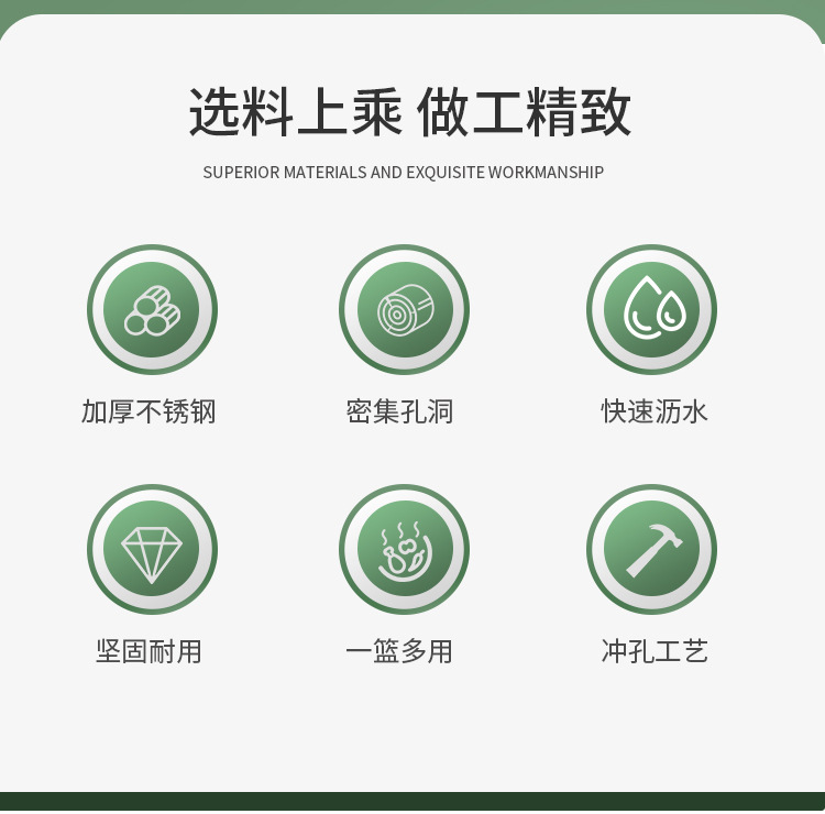 Wholesale stainless steel draining baskets, sieve baskets, fine-hole dustpans, vegetable washing baskets, leaky baskets, rice washing sieves pic 3